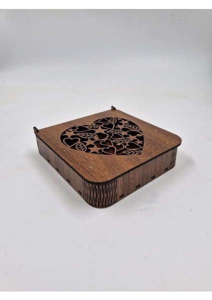Ahşap Dekoratif Kutu 12 cm x 12 cm x 3 cm No4