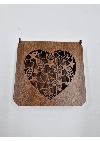 Ahşap Dekoratif Kutu 12 cm x 12 cm x 3 cm No4
