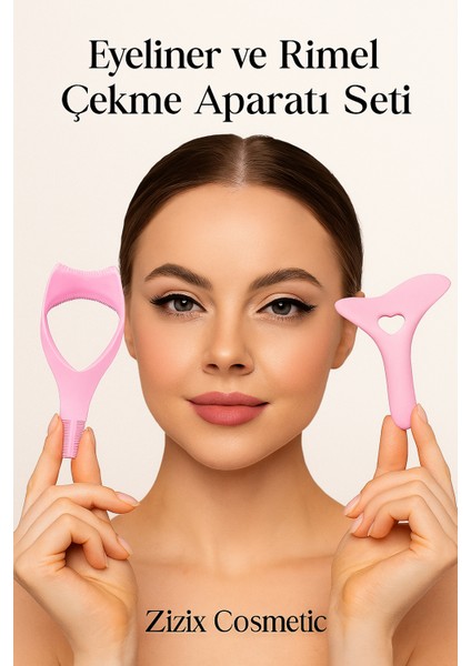 Rimel Çekme Eyeliner Çekme Aparatı Seti – Maskara Kalkanı Bulaşma Önleyici Göz Makyaj Yardımcı Seti