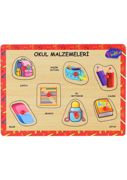 ONY-196-197 Ahşap Tutmalı Okul Malzemeleri -Onyıl Oyuncak