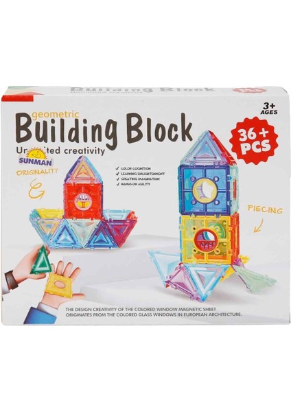 4842 Sun-Yfn-Manyetik Geometrik Bloklu Şekiller 36 Prç