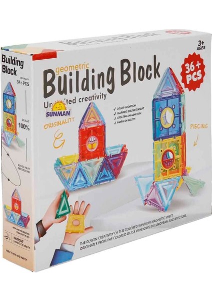 4842 Sun-Yfn-Manyetik Geometrik Bloklu Şekiller 36 Prç