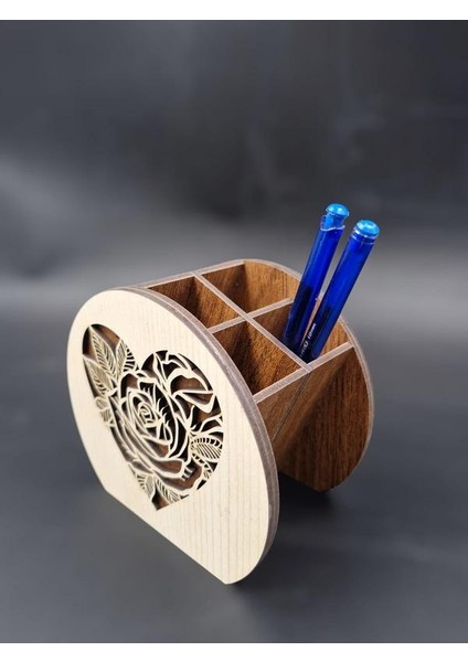 Ahşap Öğretmenler Günü Hediyesi Masaüstü Dört Gözlü Kalemlik Organizer (Yazı Özelleştirilebilir) fırsatları