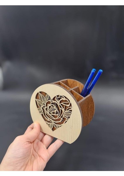 Ahşap Öğretmenler Günü Hediyesi Masaüstü Dört Gözlü Kalemlik Organizer (Yazı Özelleştirilebilir) indirimleri