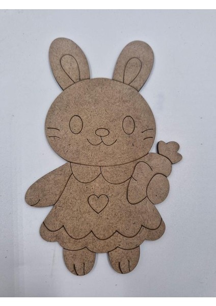1 Adet Sevimli Tavşan Ahşap Boyama Okul Diy Etkinlik Aktivite Sanat 15 cm x 10 cm