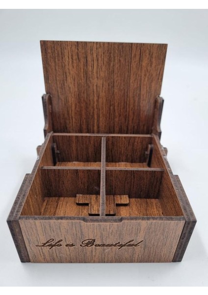 Ahşap Dekoratif Kutu Ceviz Desenli 9 cm x 9 cm x 4 cm fırsatları