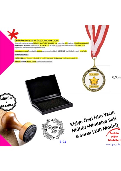 Kişiye Özel Kitap Kurdu Seti - Kitap Damgası ve Isim Yazılı Metal Madalya - B Serisi