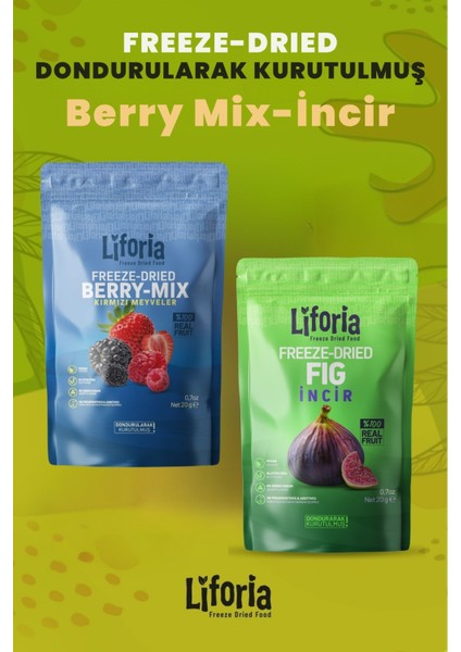 2’li Dondurularak Kurutulmuş Kuru Meyve - Sağlıklı Atıştırmalık - Berry Mix ve Incir Kurusu Freeze Dried