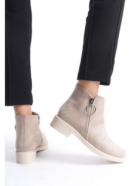 Margaret Fermuarlı Ortopedik Taban Topuklu Süet Kadın Bot Stt - Ten modelleri