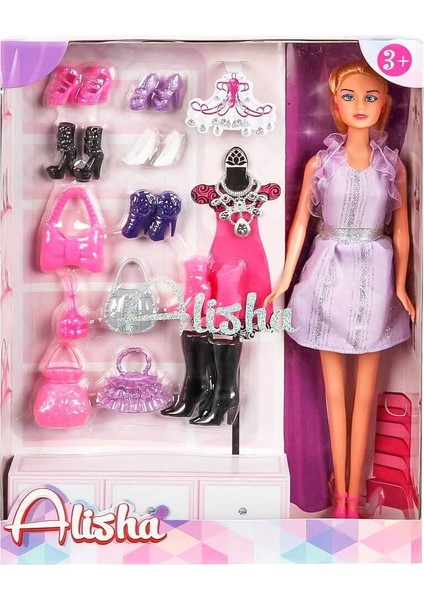 1429 Sun-Rst-Sıs- Alisha Yedek Ayakkabı ve Çantalı Bebek Oyun Seti - Sunman