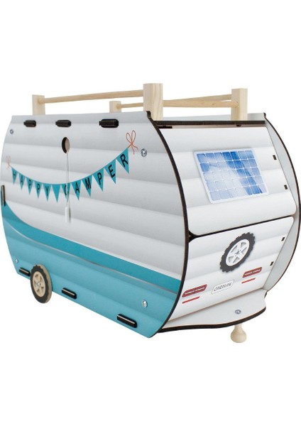 ÇG95 Ahşap Karavan Turkuaz -Okutan indirimleri