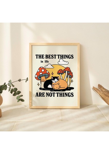 Çerçeveli Cottagecore Kedi Baskısı, En Iyi Şeyler Sağlıklı Söz Posteri, Çiftlik Evi Yurt Baskıları