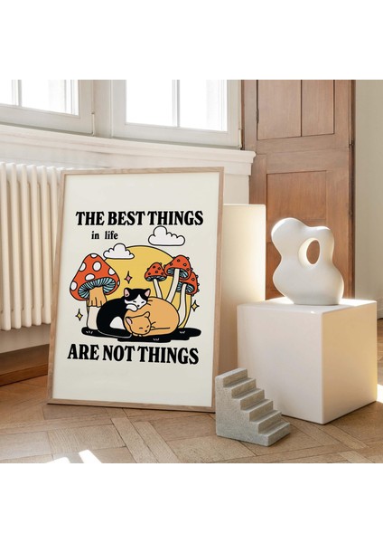 Çerçeveli Cottagecore Kedi Baskısı, En Iyi Şeyler Sağlıklı Söz Posteri, Çiftlik Evi Yurt Baskıları fırsatları