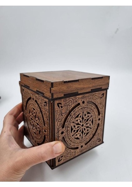 Ahşap Dekoratif Kutu Ceviz Desenli 11 cm x 11 cm x 12 cm fiyatları