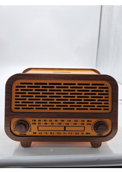 Ahşap Nostaljik Radyo Kumbara Turuncu Ceviz 18 cm x 12 cm x 8 cm fiyatları