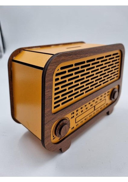 Ahşap Nostaljik Radyo Kumbara Turuncu Ceviz 18 cm x 12 cm x 8 cm indirimleri