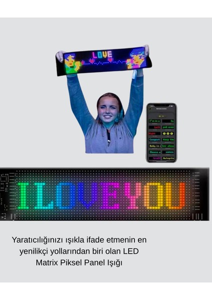 LED Matrix Piksel Panel Işığı – 5V Usb, Uygulama Kontrollü modelleri