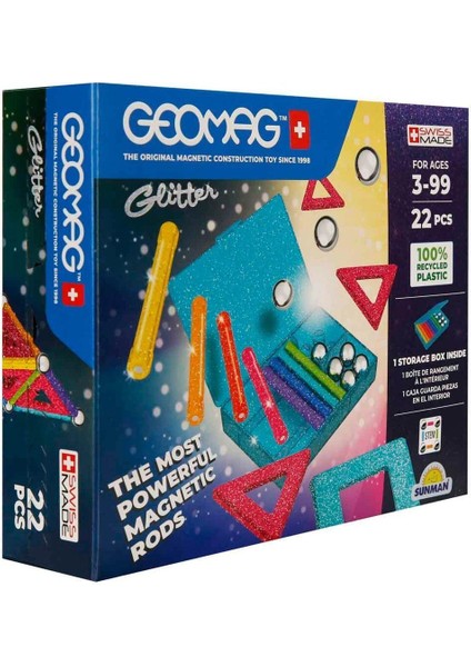 0534 Parıltı Manyetik Çubuklar 22 Parça