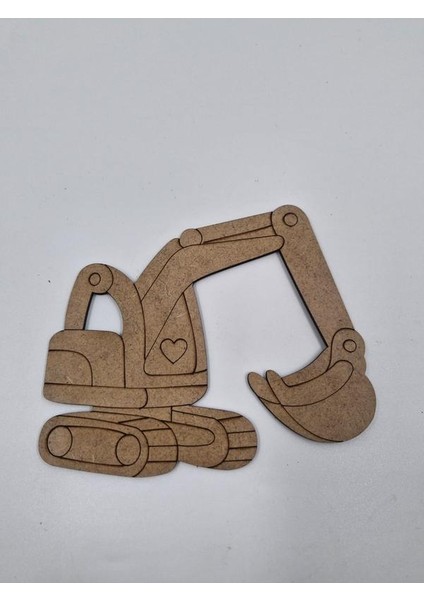 1 Adet Sevimli Ekskavatör Ahşap Boyama Okul Diy Etkinlik Aktivite Sanat 15 cm x 13 cm