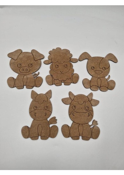 6 Adetlik Set Sevimli Hayvan Figürleri Ahşap Boyama Okul Diy Etkinlik Aktivite Sanat