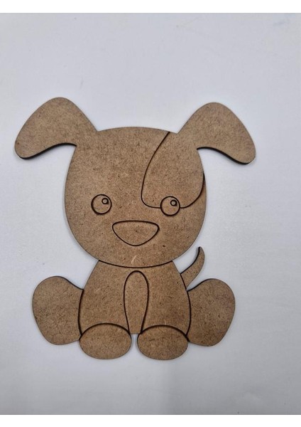 1 Adet Sevimli Köpek Ahşap Boyama Okul Diy Etkinlik Aktivite Sanat 15 cm x 14 cm