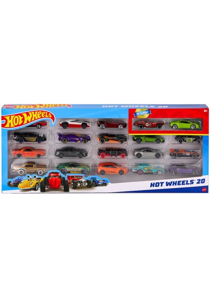 H7045 Hot Wheels 20'li Araba Seti modelleri