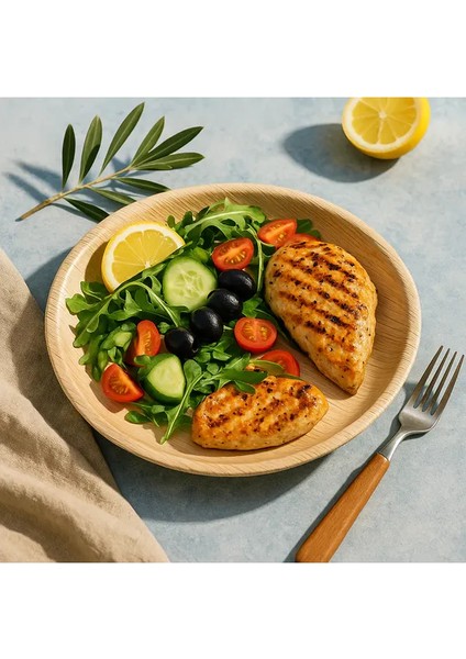 6 Adet Palmiye Yaprağı Yuvarlak Tabak 23 cm