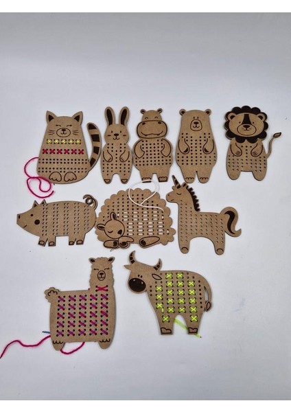 Ahşap Montessori Ip Gerçirme Örme Oyunu 10 Lu Set modelleri