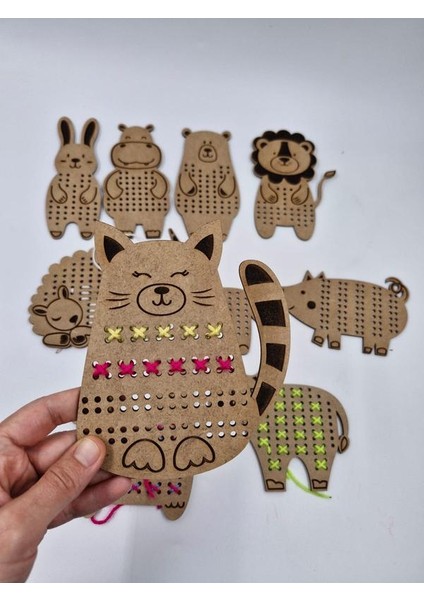 Ahşap Montessori Ip Gerçirme Örme Oyunu 10 Lu Set fırsatları