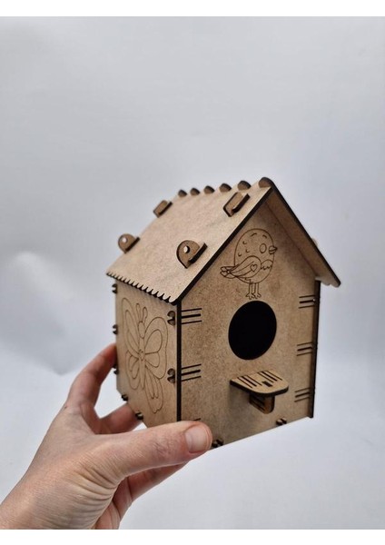 10 Adet Desenli Ahşap Kuş Yuvası Evi Boyanabilir (Etkkinlik Için) 16 cm x 13 cm x 12 cm fiyatları