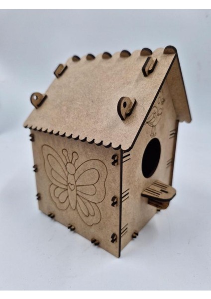 10 Adet Desenli Ahşap Kuş Yuvası Evi Boyanabilir (Etkkinlik Için) 16 cm x 13 cm x 12 cm fırsatları