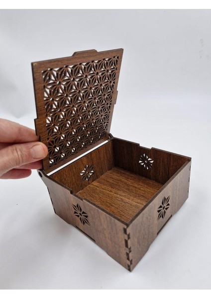 Ahşap Dekoratif Kutu 12 cm x 12 cm x 5,5 cm