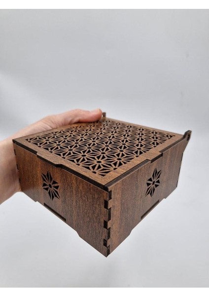 Ahşap Dekoratif Kutu 12 cm x 12 cm x 5,5 cm