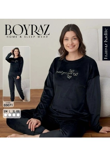 03071 Bayan Kadife Pijama Takımı