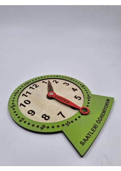 Ahşap Saatleri Öğreniyorum Montessori Eğitici Oyuncak Yeşil Renk 19 cm x 15 cm fiyatları