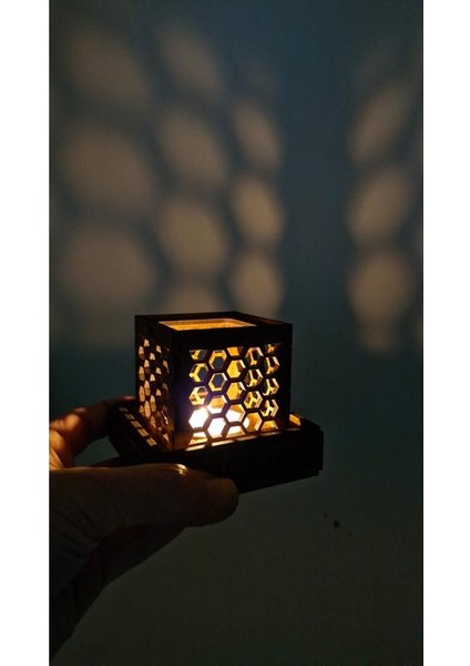Ahşap Dekoratif Mumluk Tealight Mum Uyumlu