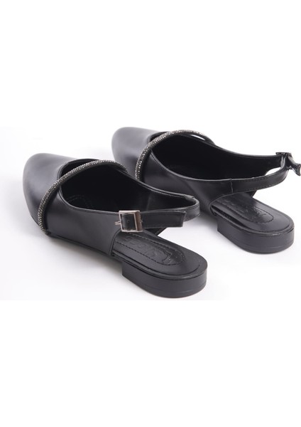 Allıson Tokalı Ortopedik Rahat Taban Taş Detaylı Kadın Babet Ayakkabı Cst - Siyah indirimleri