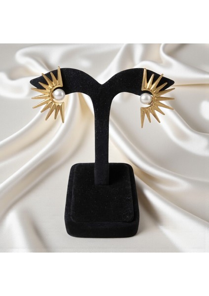 Vividcharm Inci Taşlı Güneş Tasarımlı Çelik Küpe