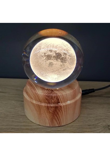 Dolunay Tasarımlı Dönen Cam Küre ( Lisinya )