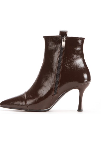 Kahverengi Hakiki Deri Görünümlü Sivri Burunlu Ince Topuklu Şık Tokalı Bot fırsatları
