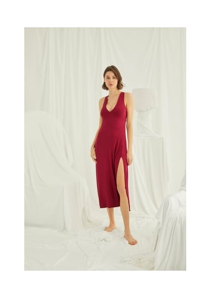 Monamise Göğüs ve Sırt Dekolteli Dantelli Yırtmaçlı Askılı Gecelik fiyatları