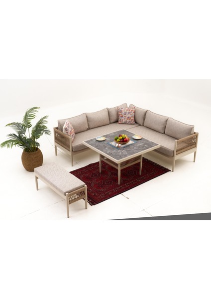 Nadide Bahçe Balkon Köşe Takımı ( Puf Dahil)