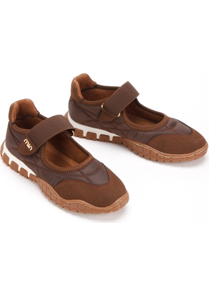 Kadın Kahverengi Ortopedik Taban Cırtlı Babet Spor Ayakkabı modelleri