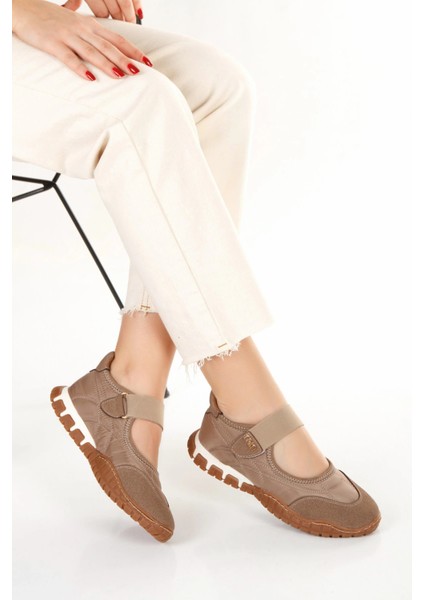 Kadın Vizon Ortopedik Taban Cırtlı Babet Spor Ayakkabı