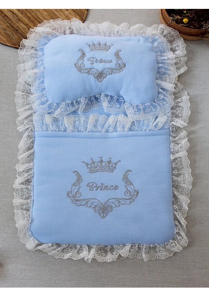 Yenidoğan Sahra Taç Nakışlı Trilüks 2li Alt Açma Seti Mavi fiyatları