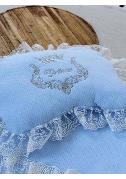 Yenidoğan Sahra Taç Nakışlı Trilüks 2li Alt Açma Seti Mavi fırsatları