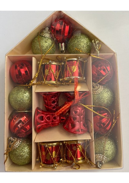 Yılbaşı Süsü 19' Lu 8 cm Karışık Süsler 19 Adet Set