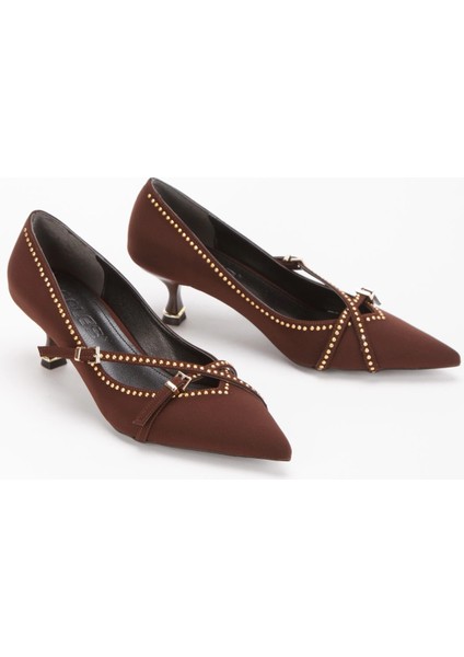 Kadın Kahverengi Fiyonk Detaylı Taşlı Stiletto fiyatları