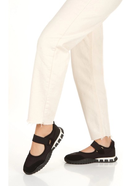 Kadın Siyah Ortopedik Taban Cırtlı Babet Spor Ayakkabı fiyatları