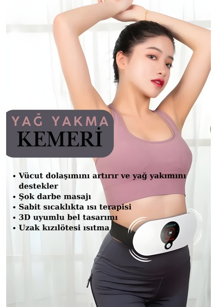 Akıllı Masaj Kemeri – Regl Kemeri- Yağ Yakma Kemeri Sıcak Kompres ve Titreşimli Masaj Cihazı